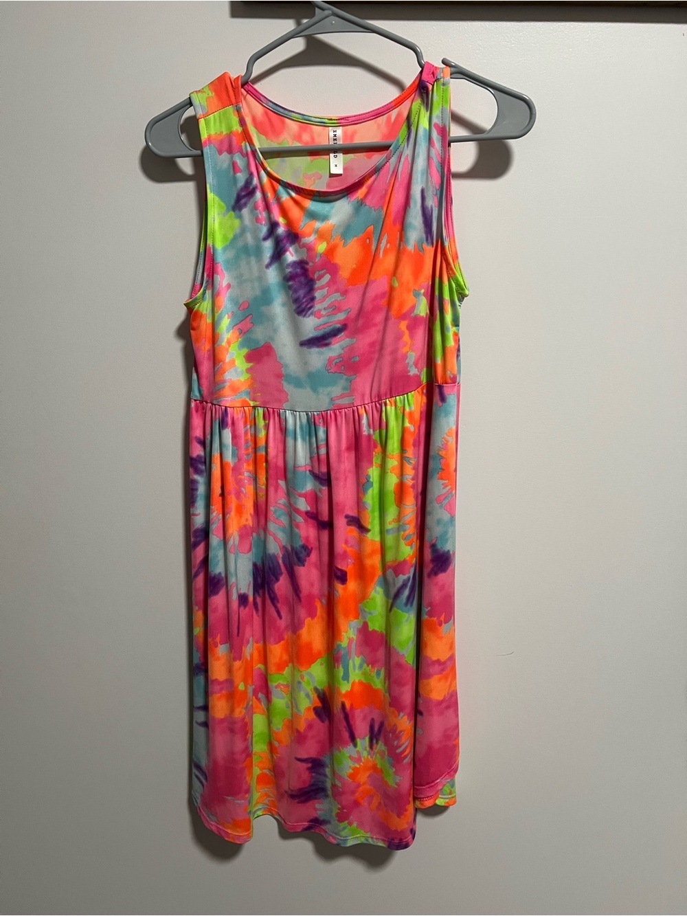 Emerald Neon Tie-Dye Sleeveless Dress - Pink, Orange & Lime